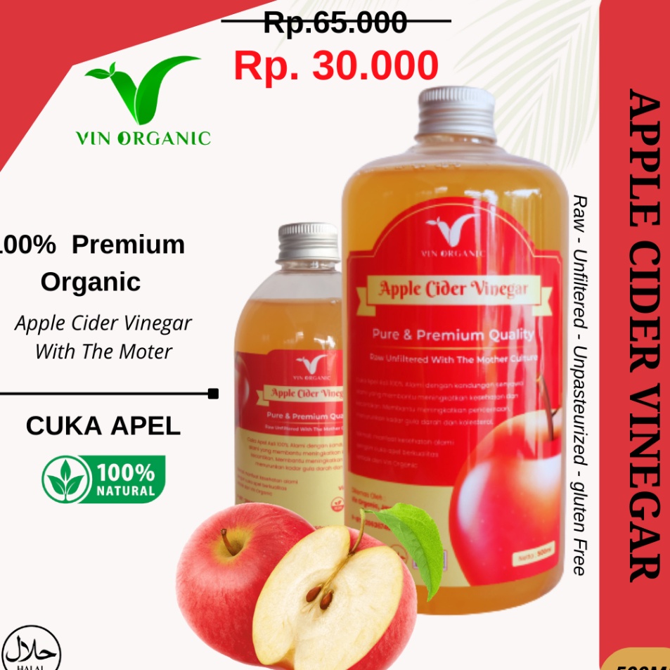 

Memang Keren VIN APPLE CIDER VINEGAR CUKA APEL FERMENTASI APPLE VINEGAR WITH THE MOTHER MINUMAN DIET SEHAT CUKA APEL