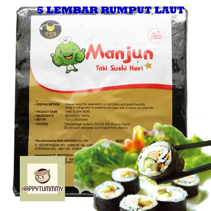 

Pasti Untung HPT Manjun Nori 5 Lembar HALAL Seaweed Rumput Laut Sushi Gimbap Korean Yaki Sushi Nori