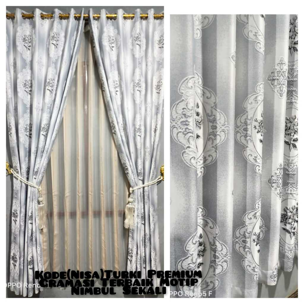 Gordyn Pintu Kamar Premium Gramasi Terbaik Motif Turki Bahan Timbul - Gratis Tali Tasel