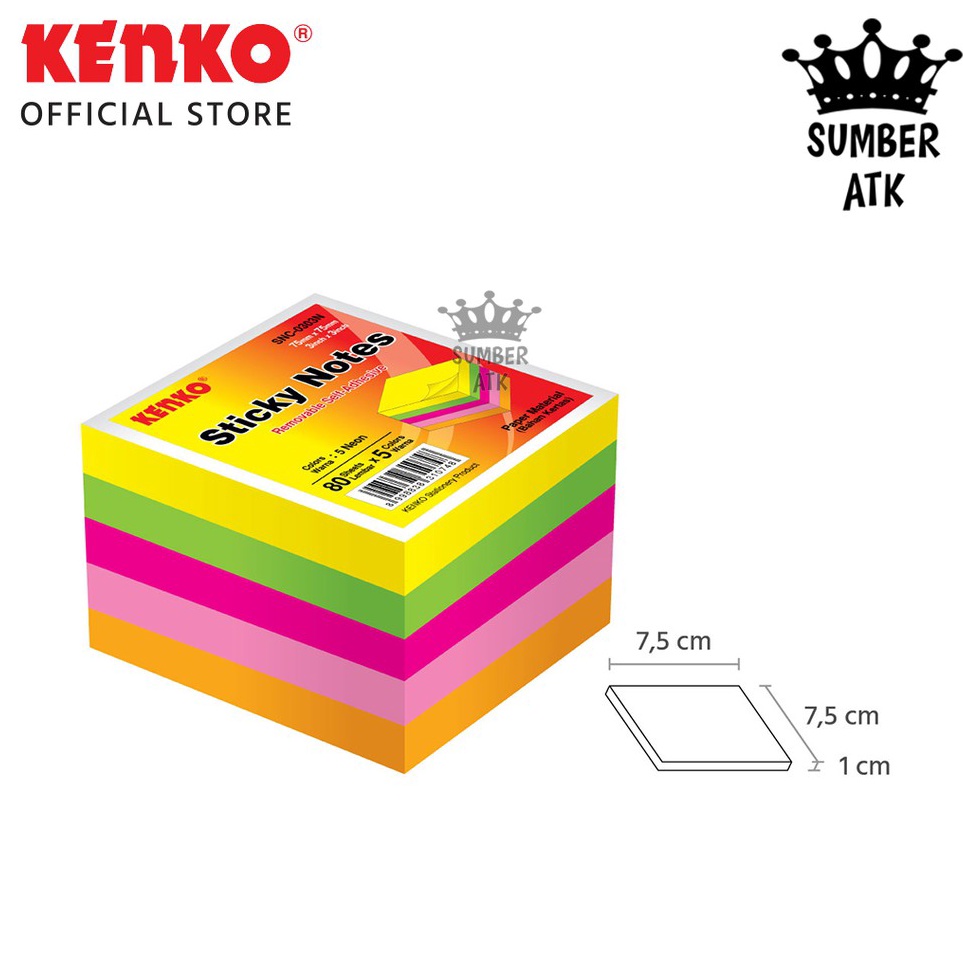 

Penjualan Murah STICKY NOTE KENKO SNC33N Cube 5 warna MEMO warna warni Neon Color