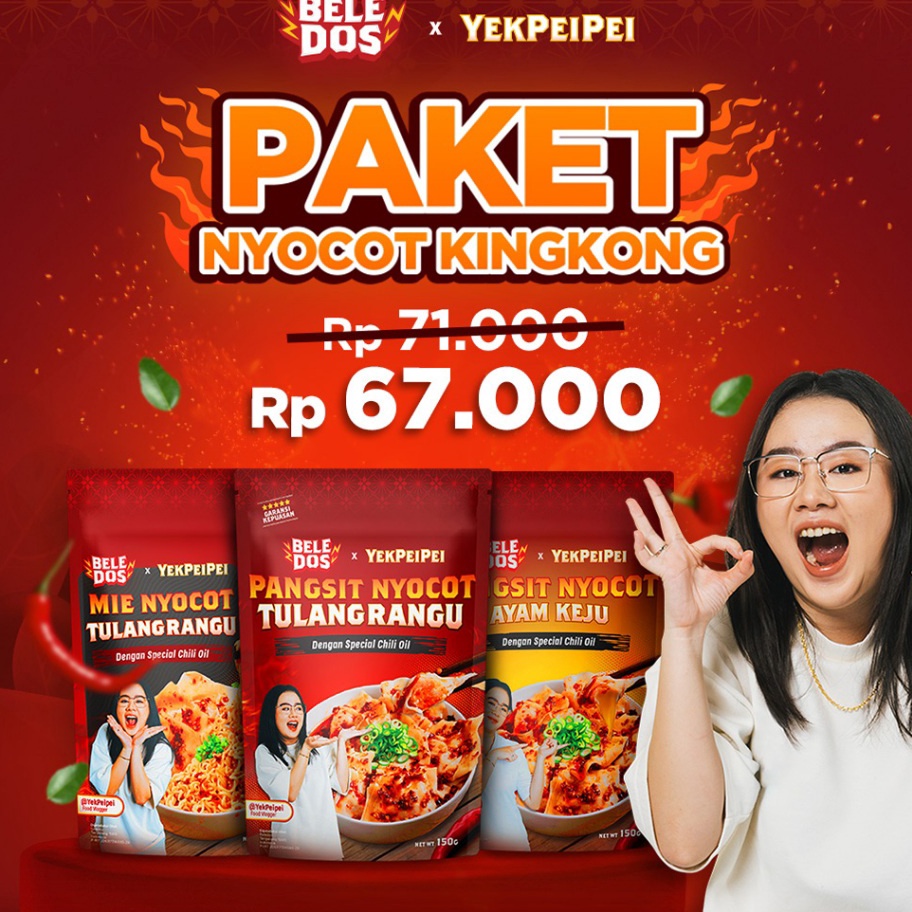 

TERMURAH Beledos x Yekpeipei Paket Mie Nyocot Kingkong