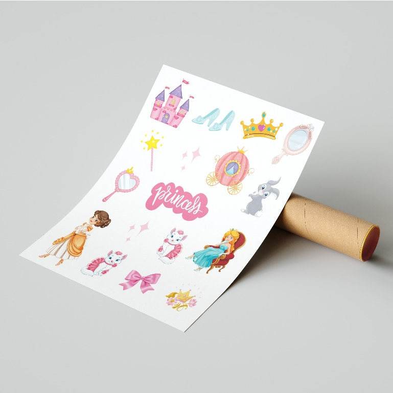 

More.art - Princess sticker pack, sticker sheet aeshtetic untuk dekorasi scrapbook, journaling