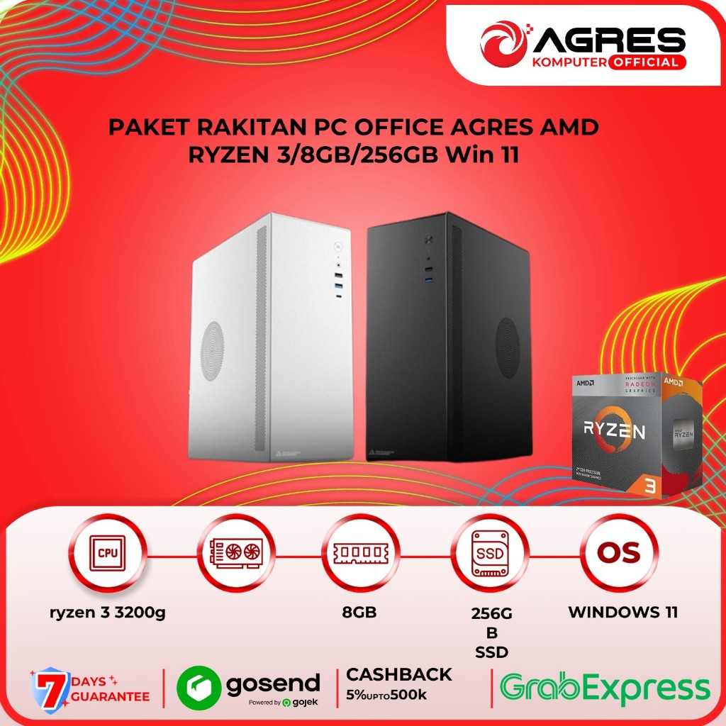 PAKET RAKITAN PC OFFICE AGRES AMD RYZEN 3/8GB/256GB Win 11