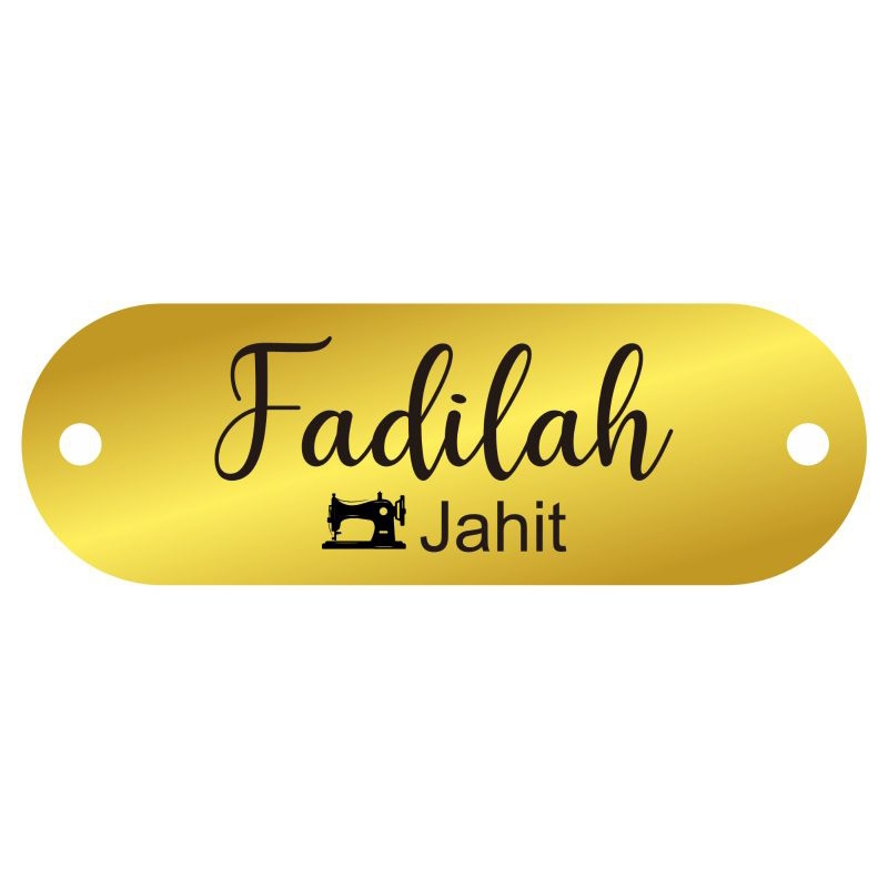

label akrilik Fadillah Jahit gold 1*3 200 pcs dan Uty Collection 50 pcs