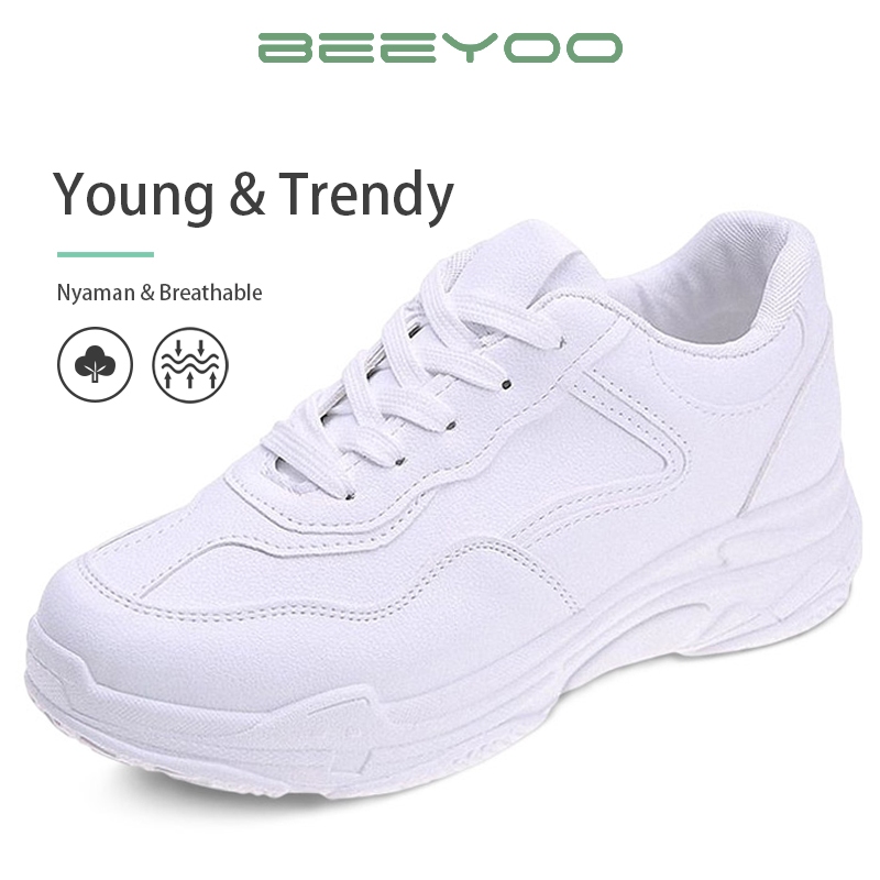 Beeyoo Sepatu Sneakers Wanita Putih Sepatu Wanita Fashion Formal WD105