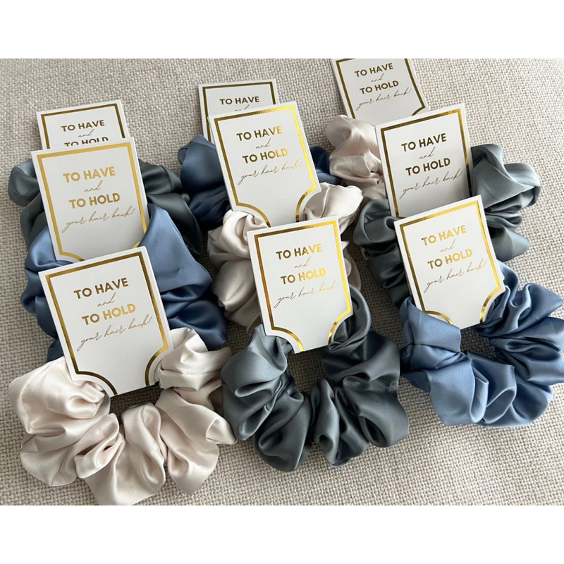 [Souvenir Pernikahan Costum Tag] Scrunchie Bahan Silk Ikat Rambut Aksesoris Korea Lucu Souvenir Pern
