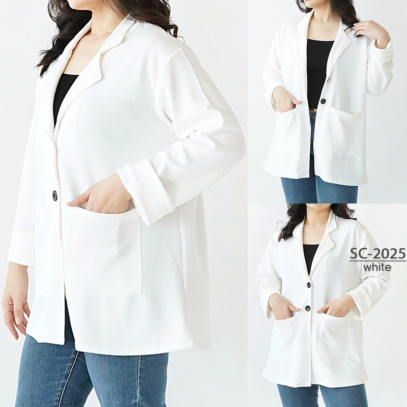 BLAZER PUTIH WANITA CEWEK JUMBO BIG SIZE OVERSIZE OUTTER BLAZER JAS KERJA KANTOR FORMALJAS DOKTER XX
