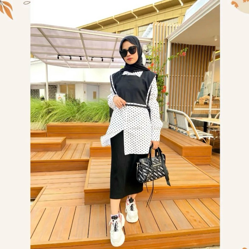 TUNIK POLKADOT | TUNIC POLKADOT | TUNIC POLKADOT HITAM PUTIH | TUNIK BAHAN KATUN JEPANG | TUNIC BAHA