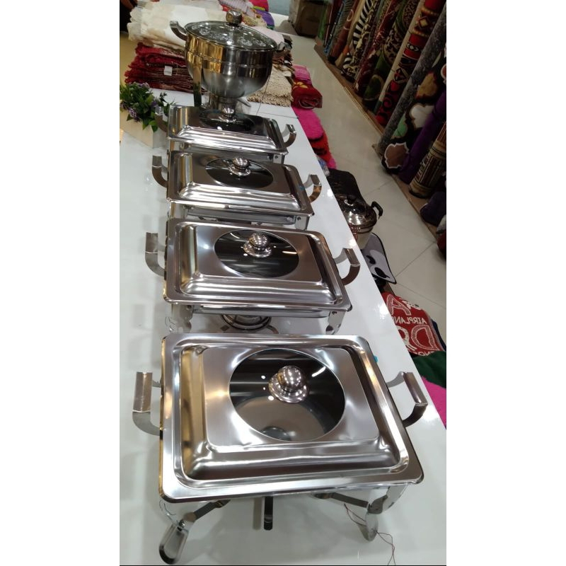 Prasmanan Set Stainless calypso 4 Pc Segi + 1Pc Deep Soup Bulat Supra