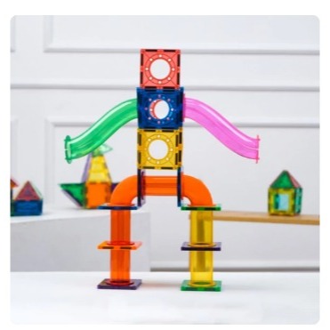 Tinkermags Ball Run Magnetic - 58 Pcs Colorfull/Magnetic Ball Run Expansion/Marble Run
