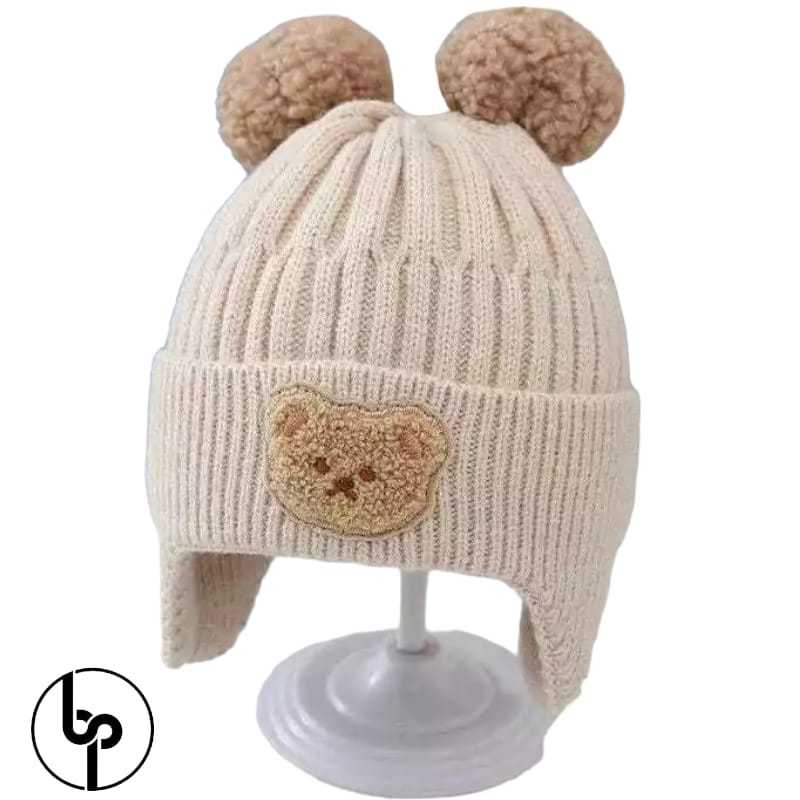 Topi kupluk lucu rajut bayi laki-laki dan perempuan motif pom bear premium terlaris 2024