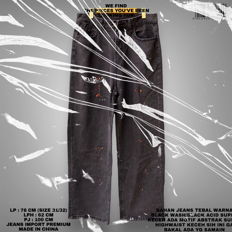 JEANS IMPORT/CELANA JEANS KULOT IMPORT/PREMIUM JEANS KULOT HIGHWAIST/JEANS KULOT HW MOTIF ABSTRAK/SN