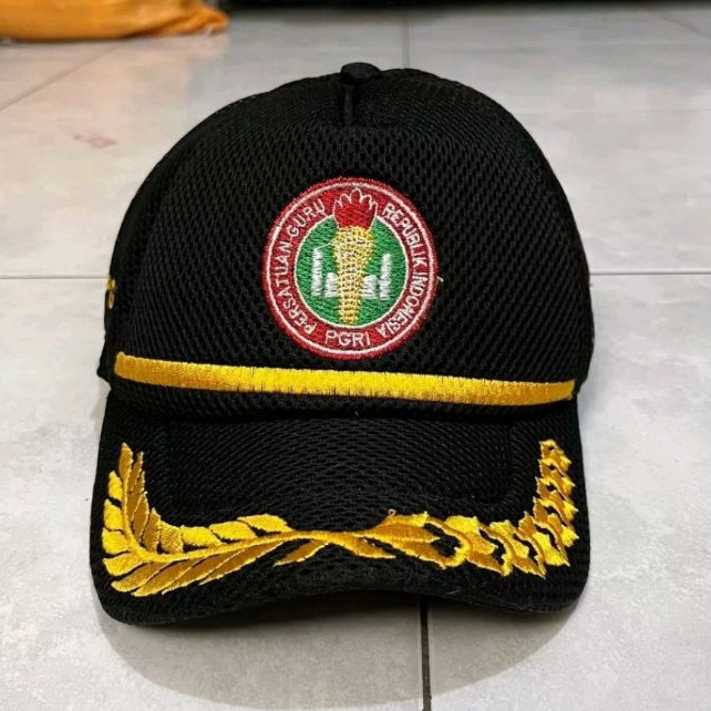 Topi PGRI Logo Bordir - Topi PGRI Bahan Rajut & Laken