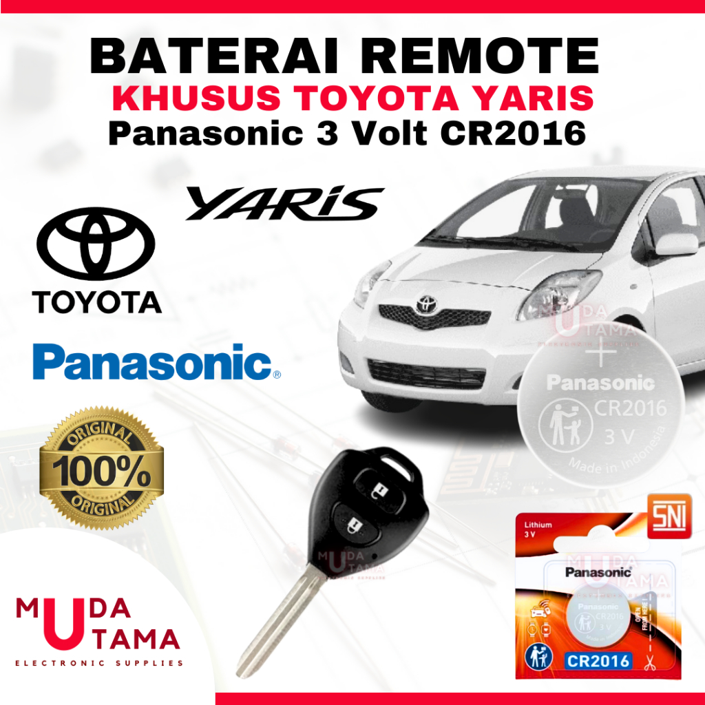Baterai Remote YARIS - ORIGINAL PANASONIC CR2016 | Battery Remote TOYOTA YARIS | Baterai Kunci Remot