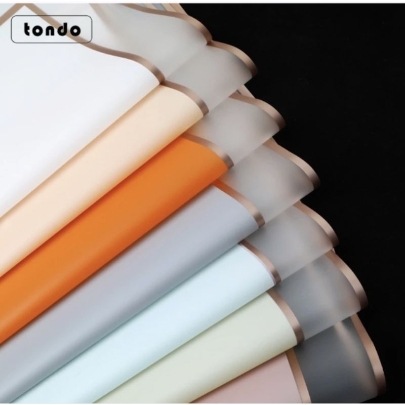 

5 LEMBAR Kertas Cellophane Flower wrapping double frame gold