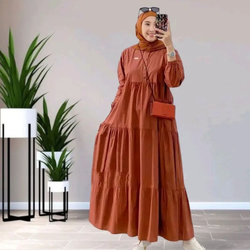 MIDI DRES POLOS TERBARU DRES KIRANIA SUSUN GAMIS RAYON TEBAL GAMIS SYARI TERBARU DRES