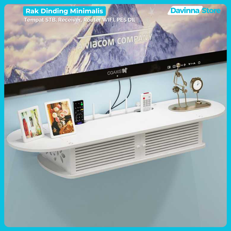 Rak Dinding Minimalis Tempat STB Router Wifi Rak Tempat Penyimpanan DVD PES Rak Dekorasi Minimalis