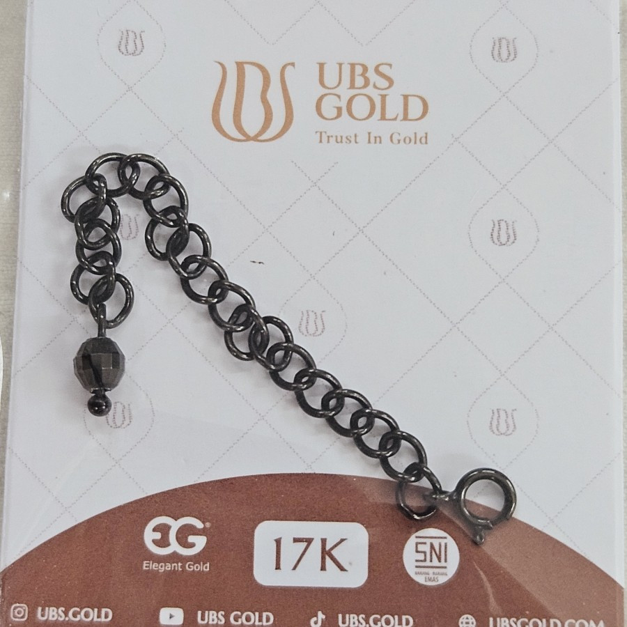 extension gelang kalung warna black 6.5 cm an ad emas 75% 750 75 % 17k