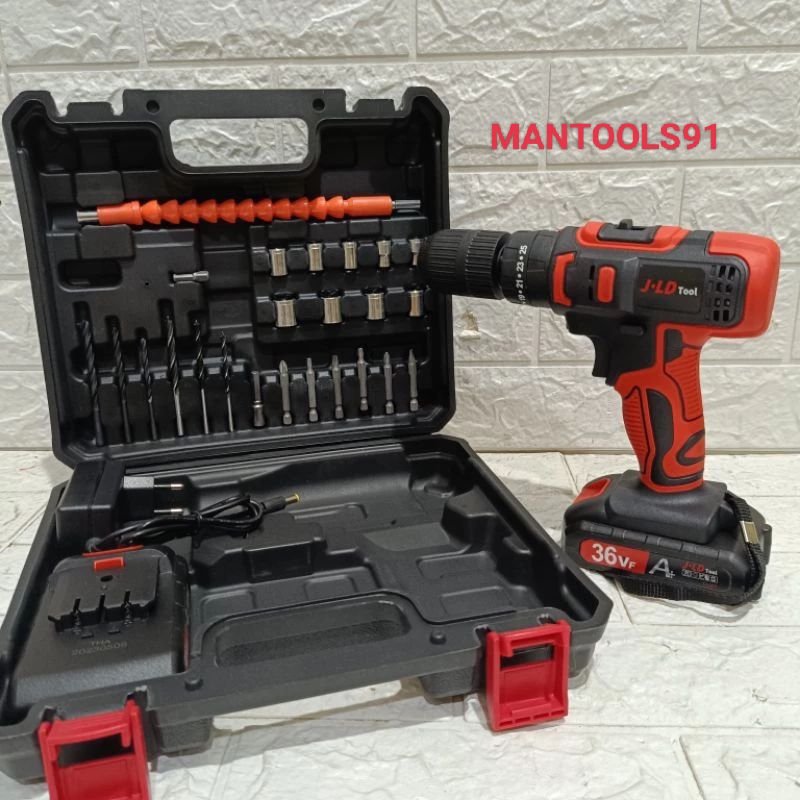JLD 36Vf Mesin bor baterai 10mm besi tembok beton kayu impact bor cordless