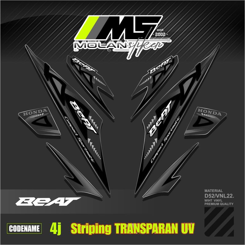 Decal Sticker Striping Variasi Transparan Uv Beat Karbu Motif Ori 2012/2013 Beat Carburator Transpar