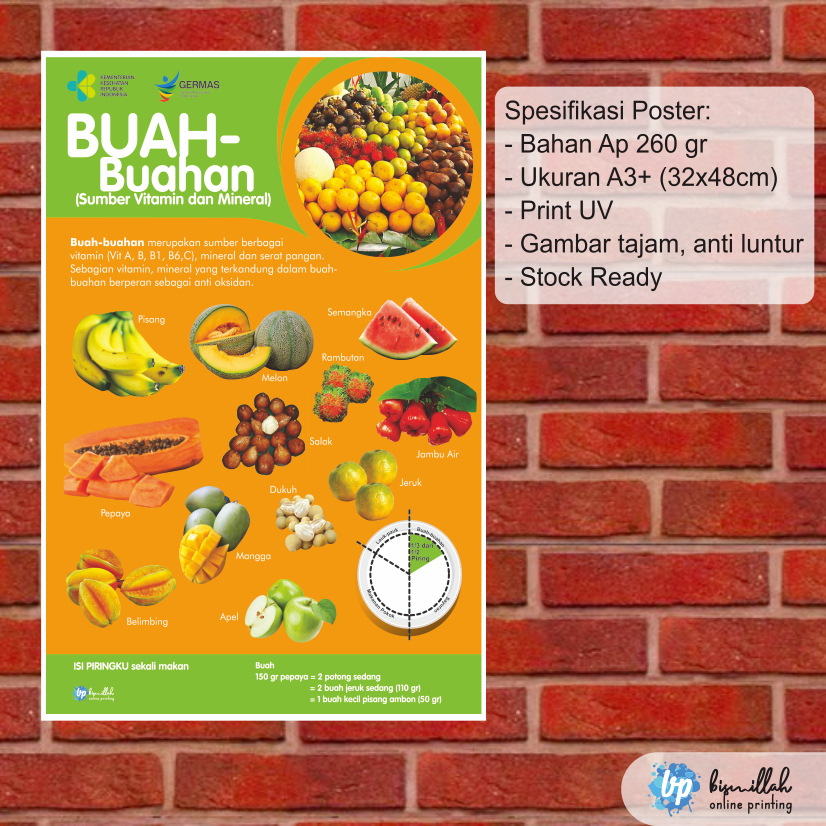 

Poster kesehatan buah buahan sumber vitamin dan mineral