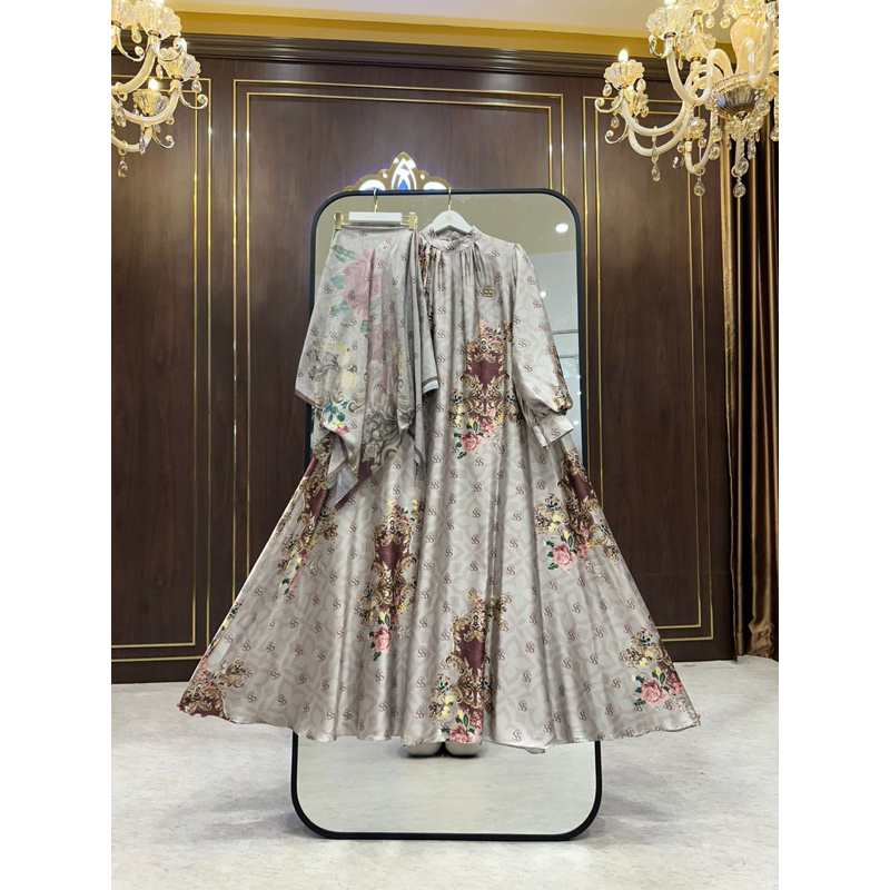 Gamis set hijab Pamela Printing