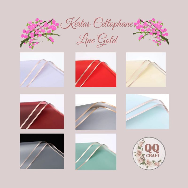 

Kertas Buket Gold Line Solid Color Kertas Cellophane Flower Wrapping Paper Cellophane