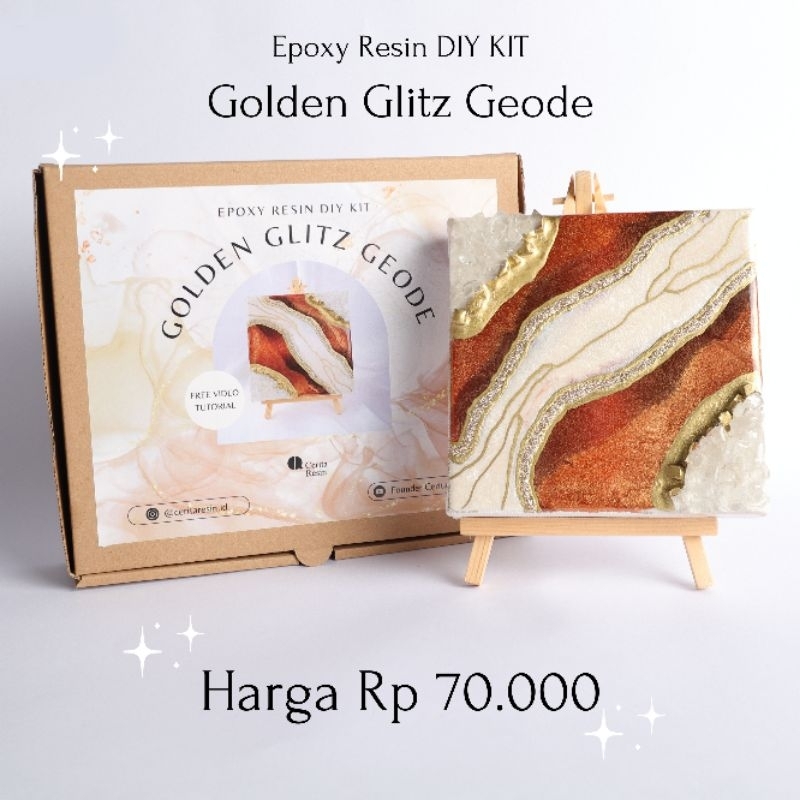 DIY KIT Resin Golden Glitz Geode Art