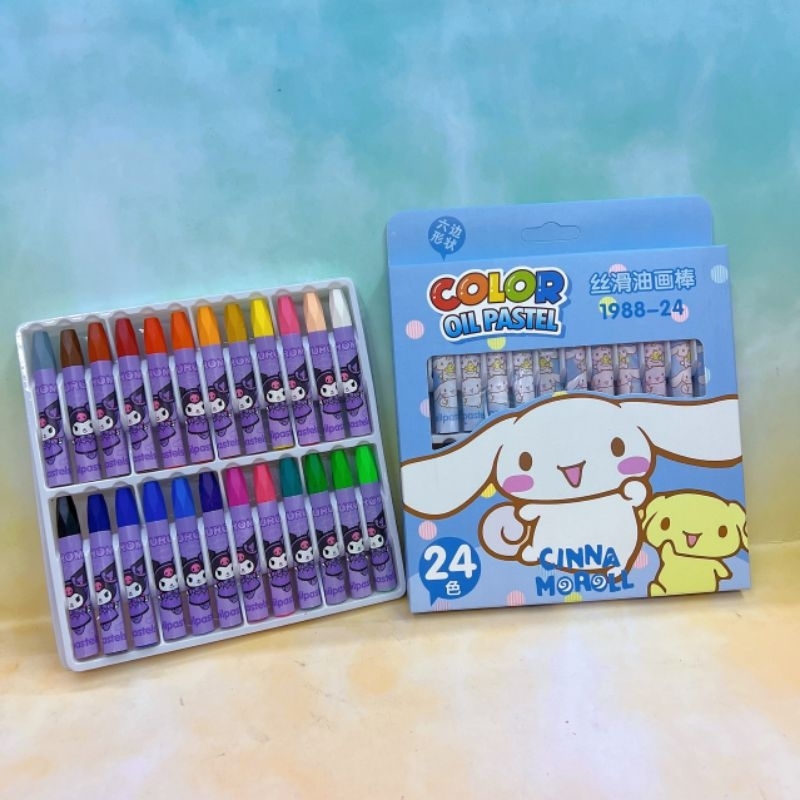 

Crayon Oil Pastel Sanrio Kuromi Cinamoroll/ Krayon Mewarnai Anak isi 12pc/24pc