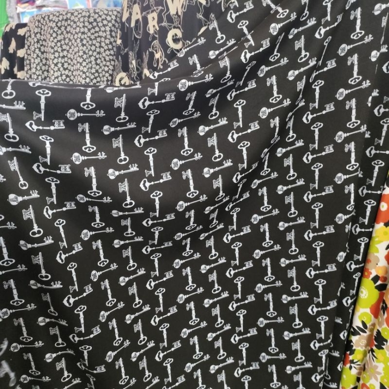 kain babysilk motif kunci - bahan meteran motif lq - kain kaftan