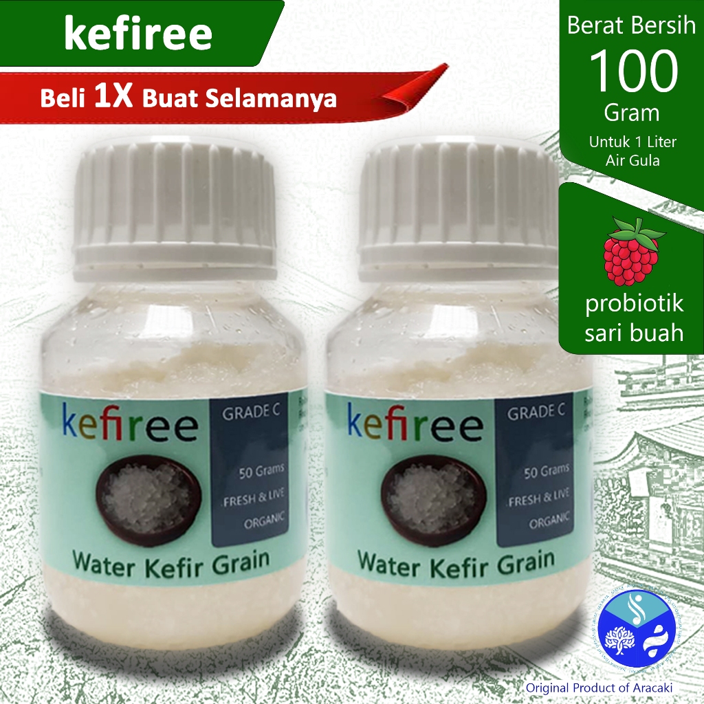 

BIBIT WATER KEFIR HIDUP/WATER KEFIR GRAIN (FRESH) - KEFIREE (100 Gr)