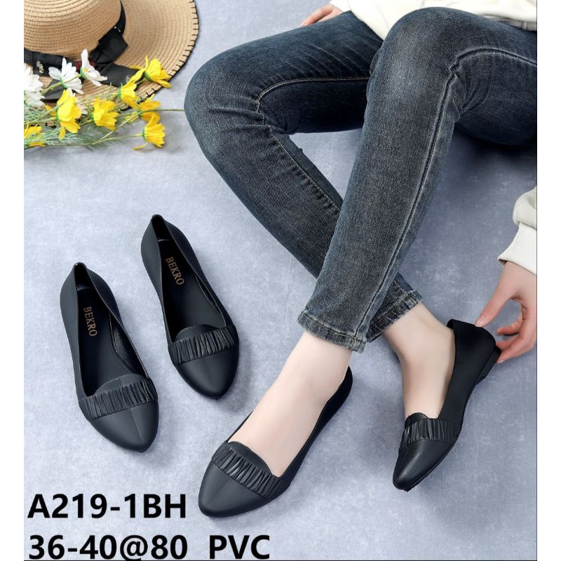 Sepatu Flat Jelly Shoes Wanita Hitam Kerja Kantor Import 219