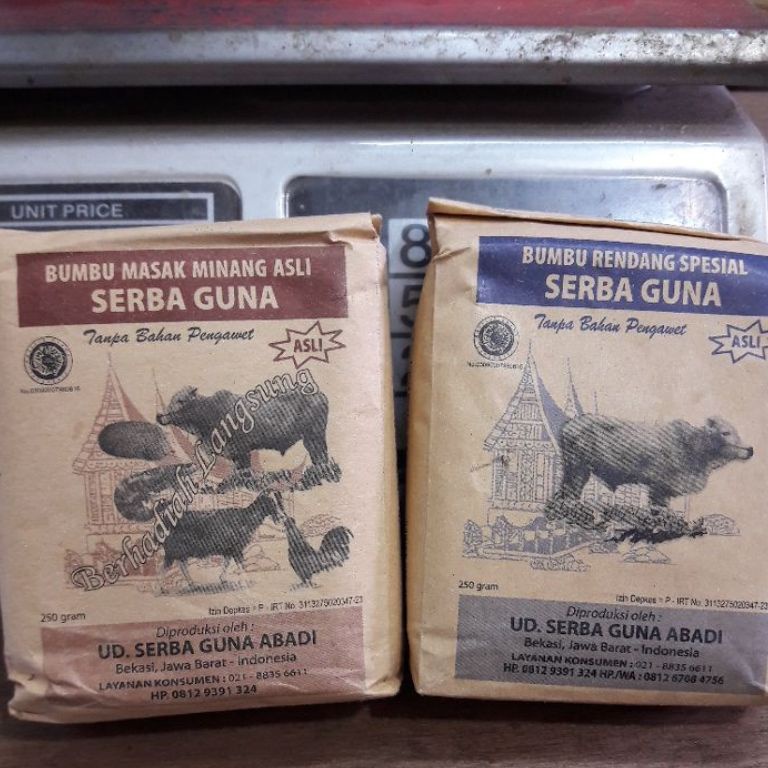 

Dikirim secepatnya Bumbu Masak Bumbu Gulai Bumbu Rendang Minang Asli Merk Serbaguna