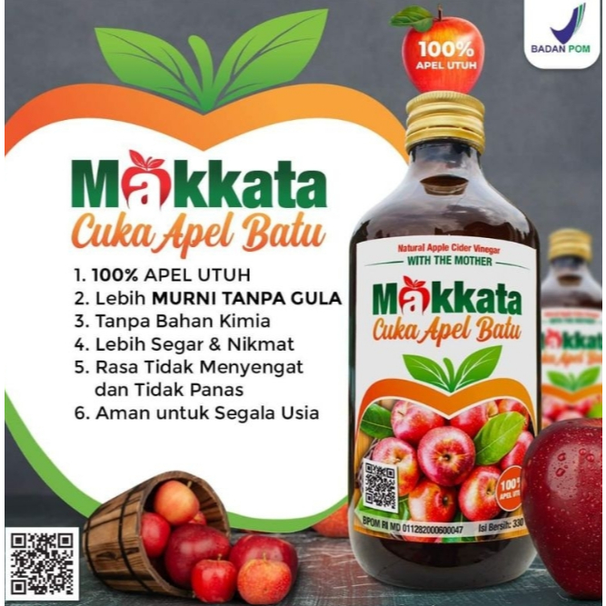

(BISA COD) CUKA APEL BATU MALANG MAKKATA ORIGINAL Organic Apple Cider Vinegar Original 100% Apel Utuh