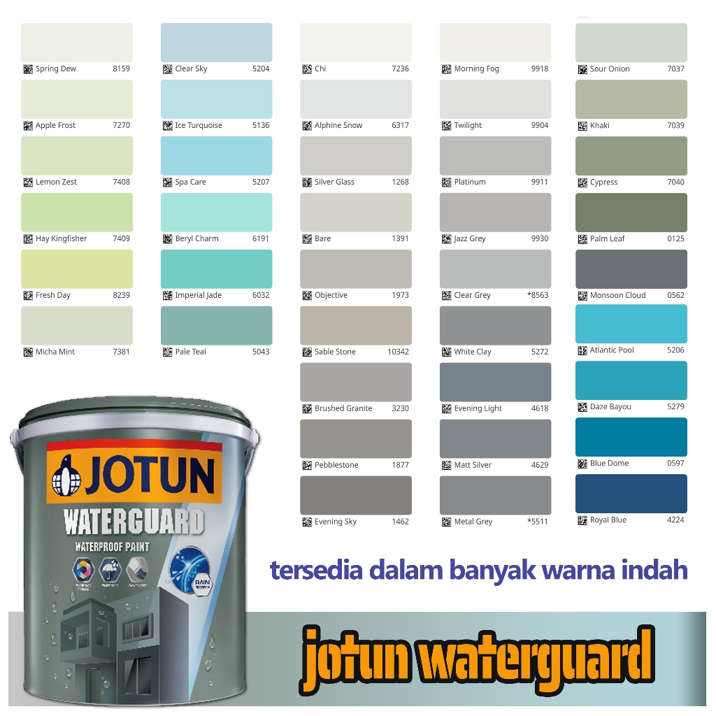 JOTUN WATERGUARD 3,5 LITER 4,2 KG WARNA HIJAU BIRU ABU / CAT TEMBOK WATERPROOF TERBAIK