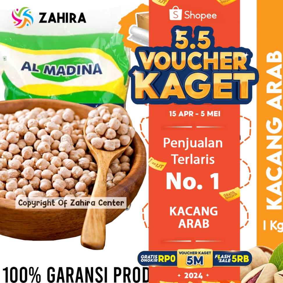 

ShareNow KACANG ARAB CHICKPEAS 1KG Premium Matang Souvenir Haji Umroh Mood Booster MPASI Almond Mede Panggang