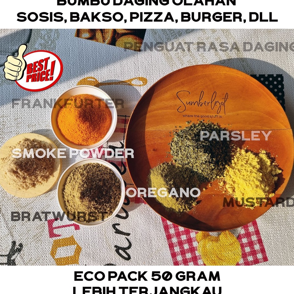 

Sale ECO PACK Bumbu Sosis Burger Nugget Bakso Pizza Fried Chicken Frankfurter Bratwurst Mustard Oregano Meat Booster