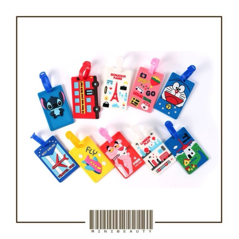 gantungan koper name Tag motif lucu bahan silikon luggage tag cartoon ID address travel penanda kope