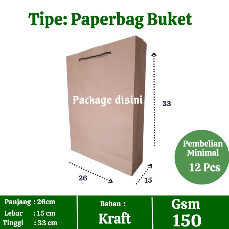 

Paperbag Buket, tas kertas kemasan buket, P26 L15 T33