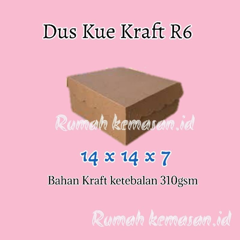 

Dos Kotak kue R6 14x14x6 Kraft tebal 310gsm / Kotak kue isi 4-5