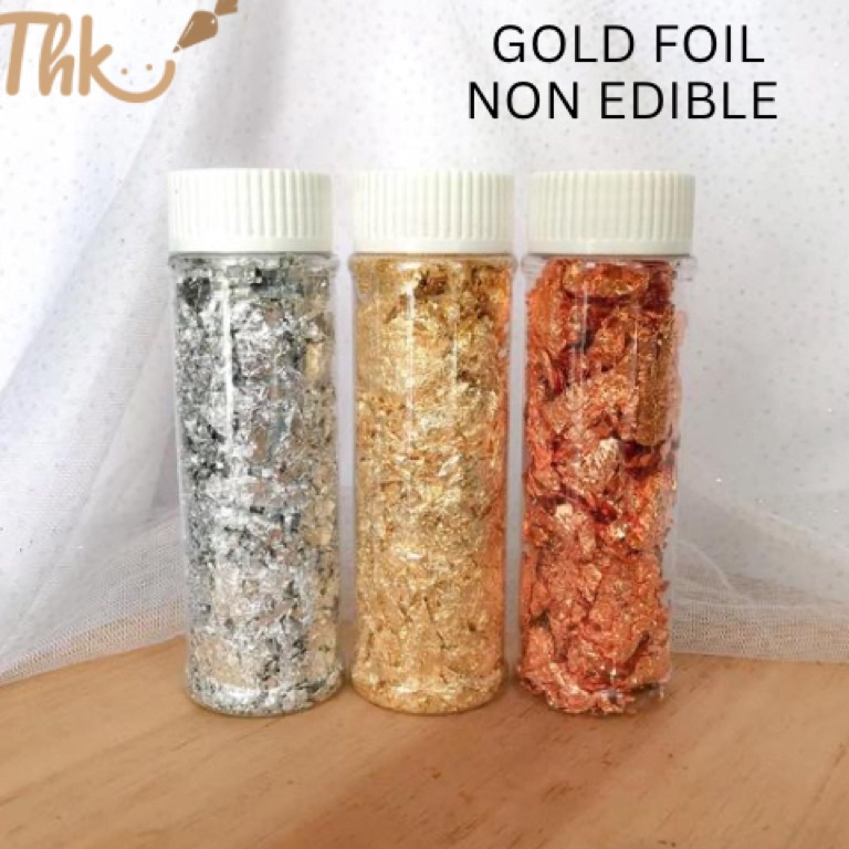 

Top Product Hiasan Kue Gold Foil Silver Foil Non edible Tidak bisa dimakan 2gr