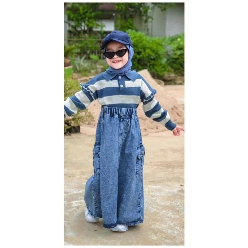ROK CARGO PANJANG JEANS ANAK 2-10 TAHUN // ROK CARGO JEANS ANAK // ROK CARGO ANAK // ROK PANJANG ANA