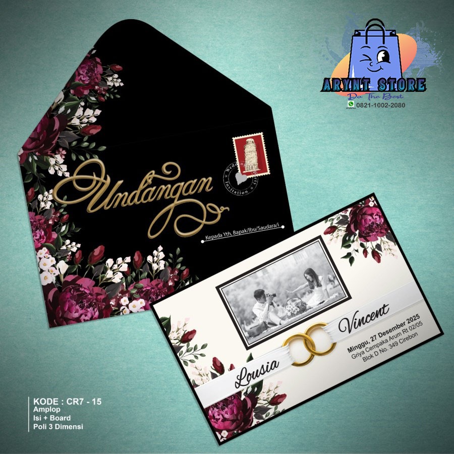 Undangan Nikah Hard Cover+Amplop Mewah CR7-17