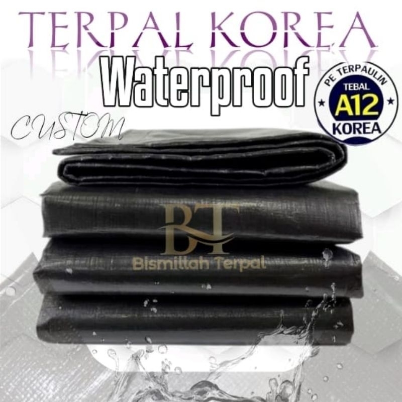 Terpal A12 ukuran 5x12 warna hitam, terpal tebal dan anti air