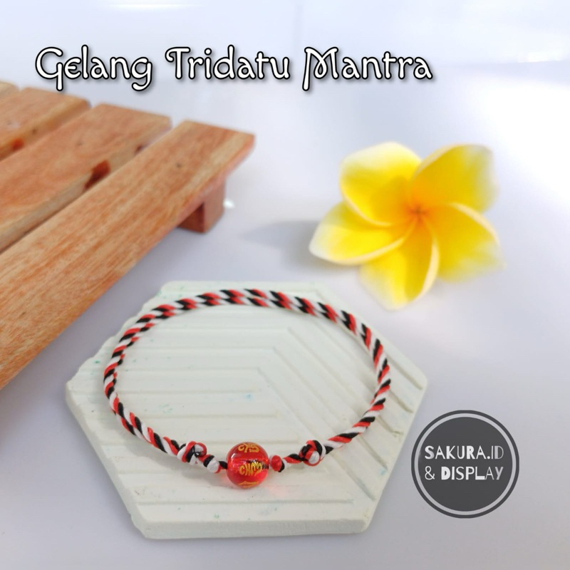 Gelang Tridatu Bali Batu Mantra Merah Keberuntungan | Tridatu Red Stone Premium