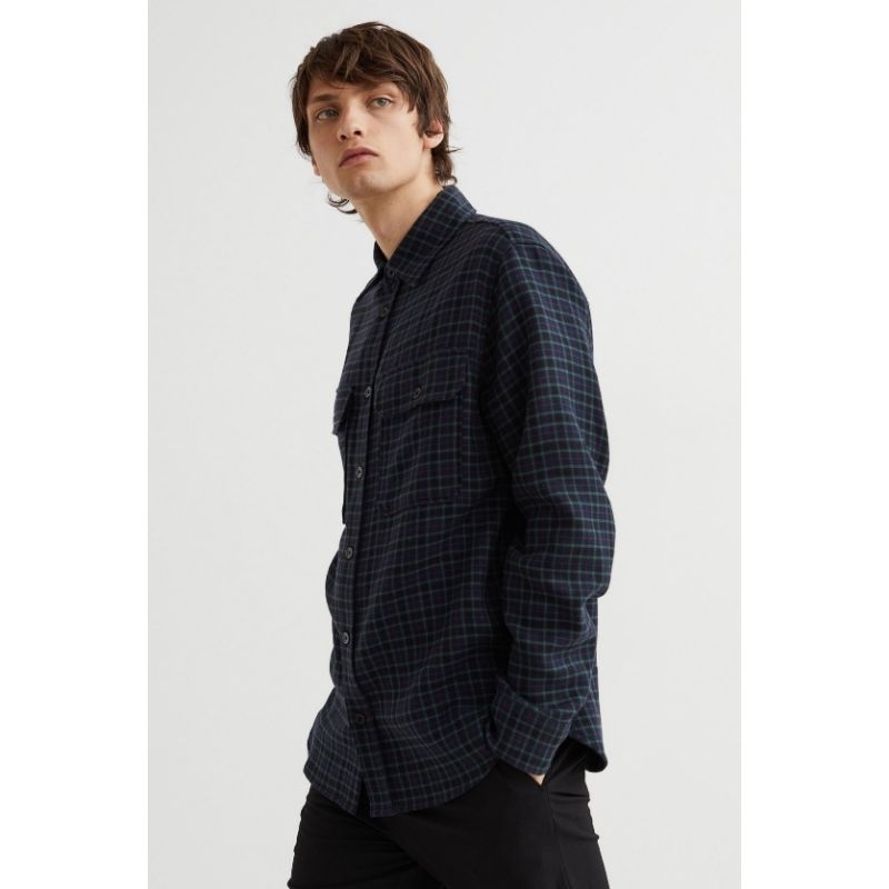 Kemeja Luaran H&M Twill Overshirt Checked Shirt Jacket New Original