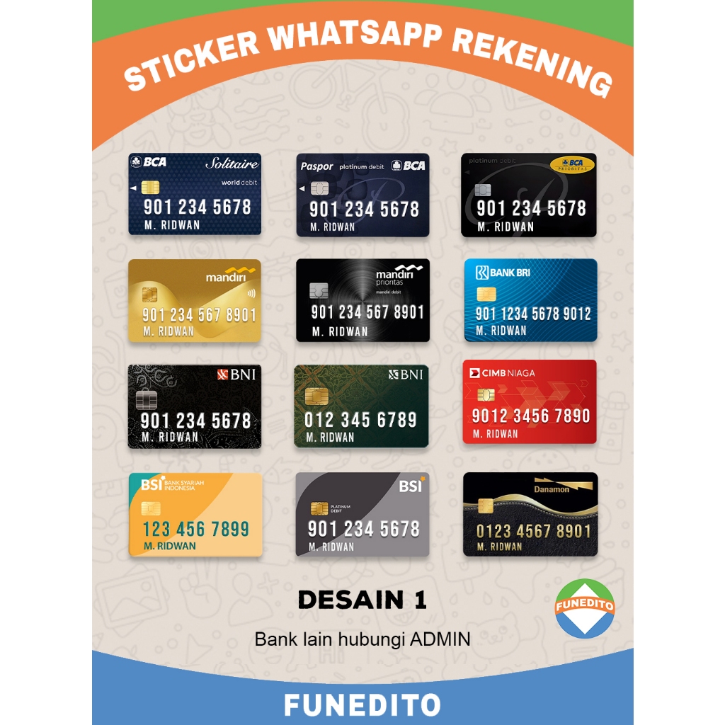 Jasa Desain Sticker Rekening, Sticker E-wallet, Sticker Whatsapp Rekening Stiker wa