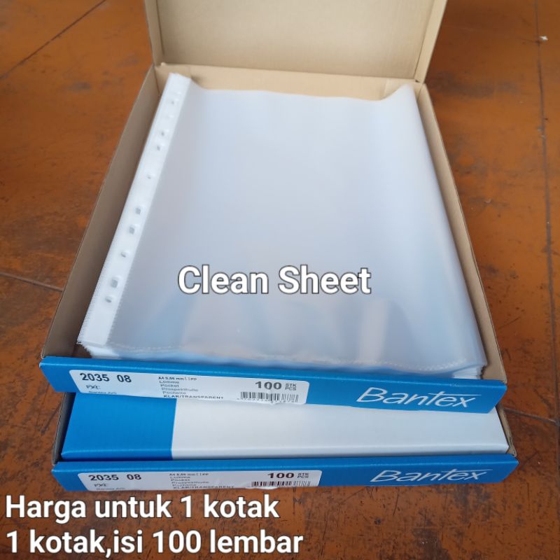 

PP pocket/plastik binder A4 bantex 0.06mm (Harga/100 lembar)