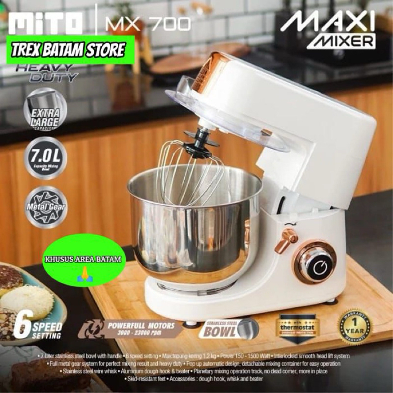 MITO MAXI MIXER MX700 7.0 L EXTRA LARGE METAL GEAR GARANSI RESMI [ BATAM ]