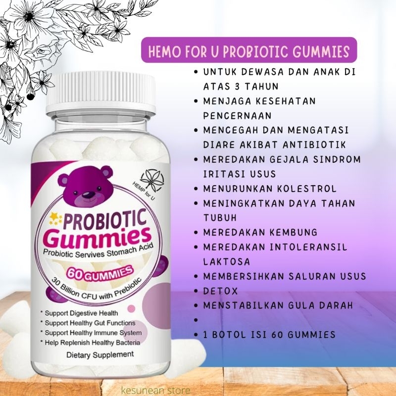 SUPLEMEN KESEHATAN PROBIOTIK ANAK DAN DEWASA PROBIOTICS GUMMIES ISI 60 GUMMIES